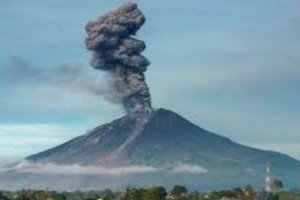 Mount Sinabung volcano erupted in Sumatra Island