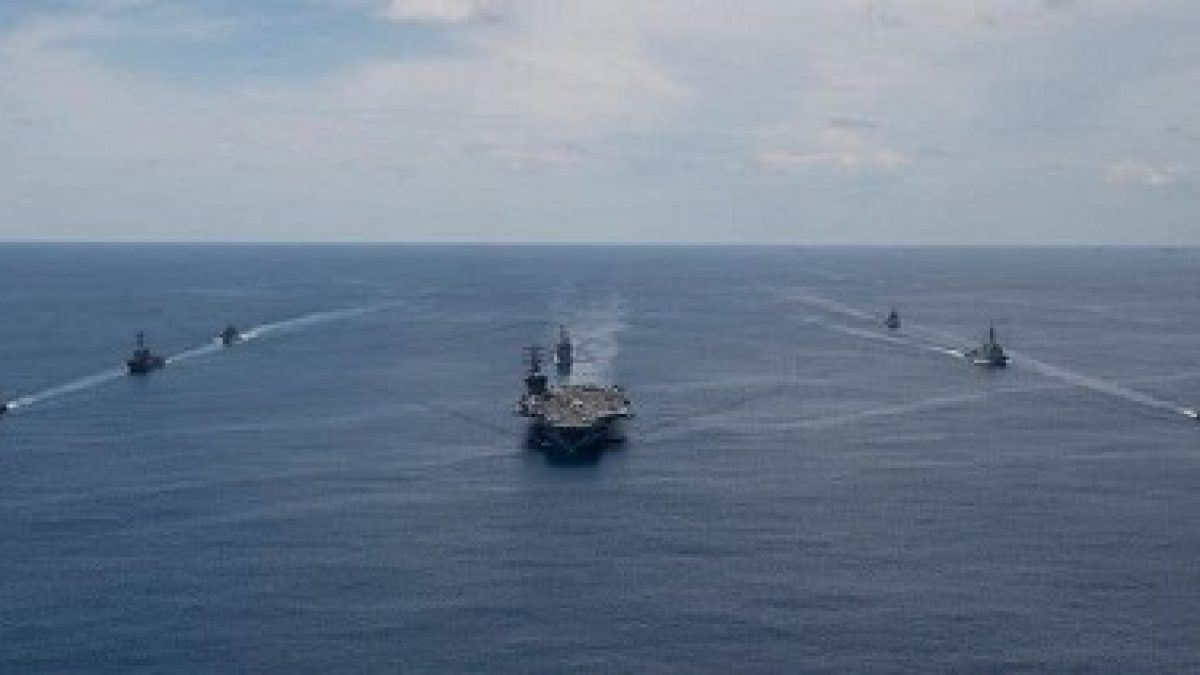 Indian warships conduct naval exercise with world's largest aircraft carrier