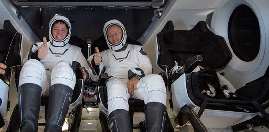 NASA astronauts aboard SpaceX’s Crew Dragon capsule
