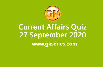 Daily Current Affairs Quiz 27 September 2020