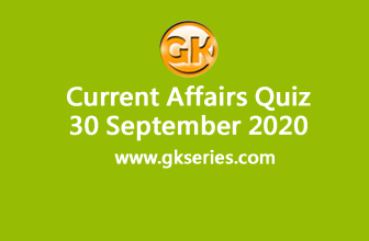 Daily Current Affairs Quiz 30 September 2020