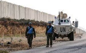 UN peacekeeping force patrolling the Lebanon-Israel border