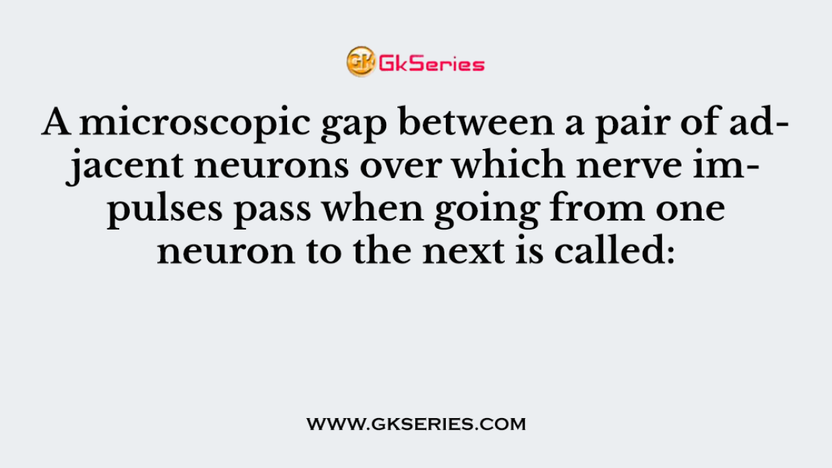 A microscopic gap between a pair of adjacent neurons over which nerve impulses pass when going from one neuron to the next is called: