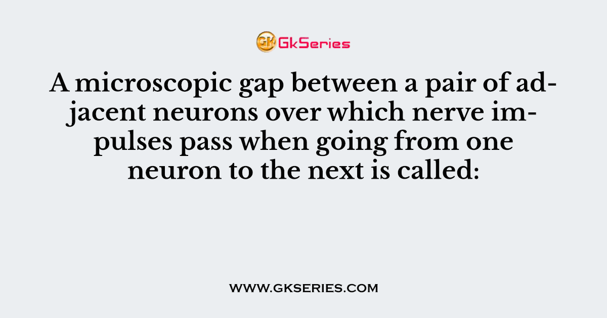 A microscopic gap between a pair of adjacent neurons over which nerve impulses pass when going from one neuron to the next is called: