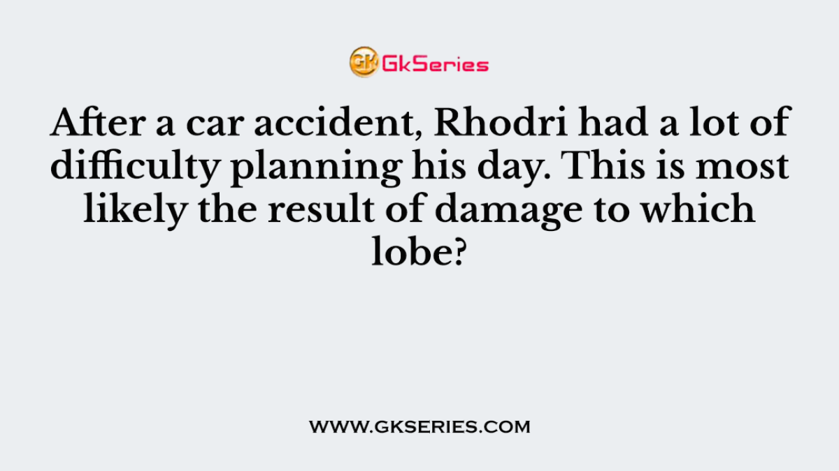 After a car accident, Rhodri had a lot of difficulty planning his day. This is most likely the result of damage to which lobe?