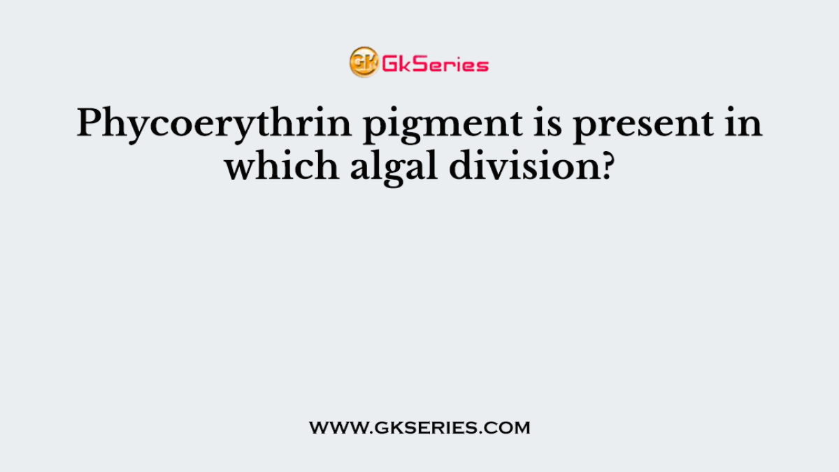 Phycoerythrin pigment is present in which algal division?
