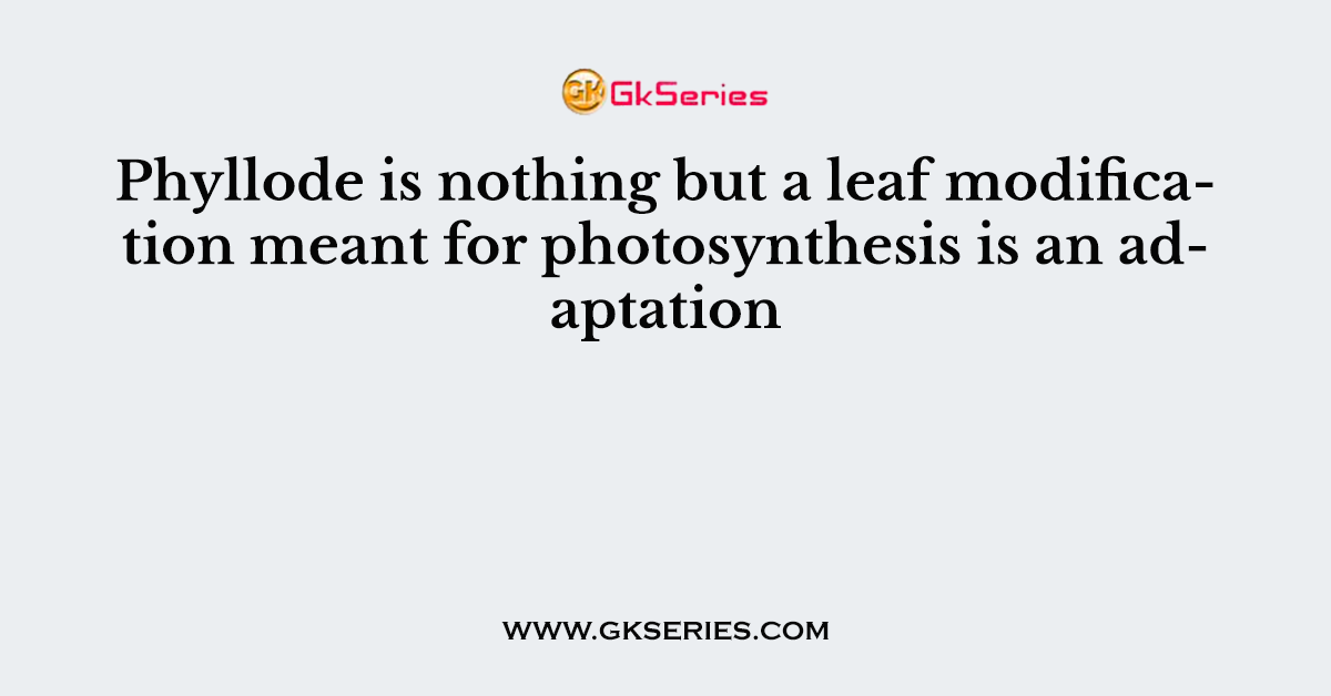 Phyllode is nothing but a leaf modification meant for photosynthesis is an adaptation