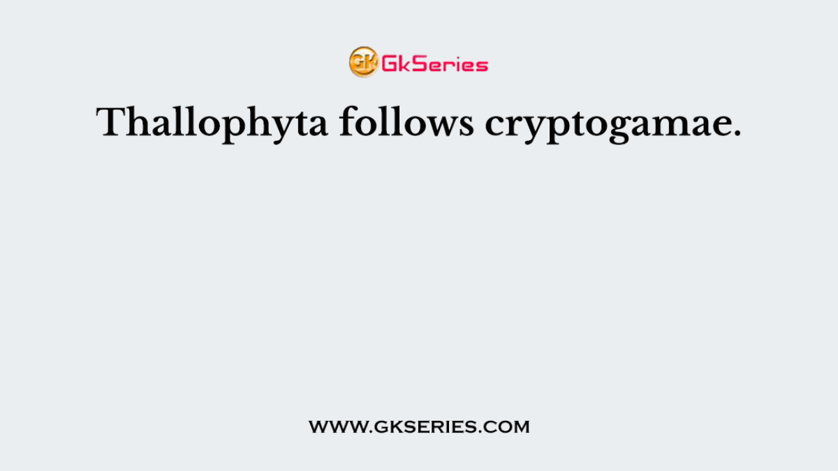 Thallophyta follows cryptogamae.