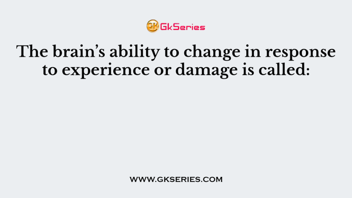 The brain’s ability to change in response to experience or damage is called: