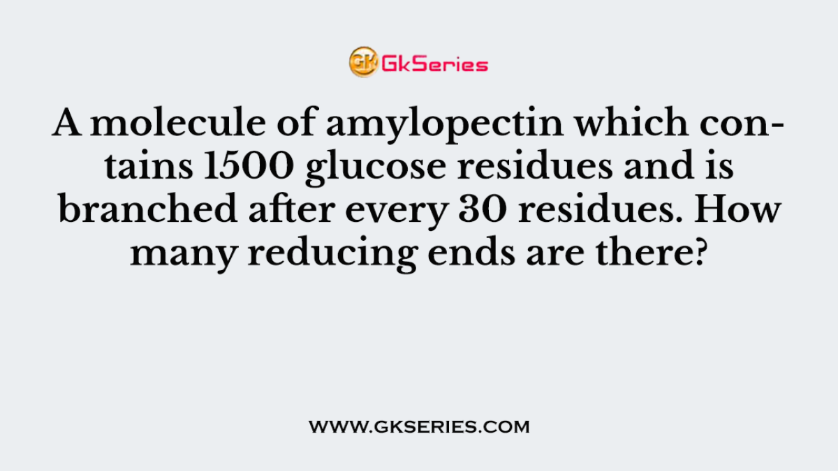 A molecule of amylopectin which contains 1500 glucose residues and is branched after every 30 residues. How many reducing ends are there?