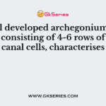 A well developed archegonium with neck consisting of 4-6 rows of neck canal cells, characterises