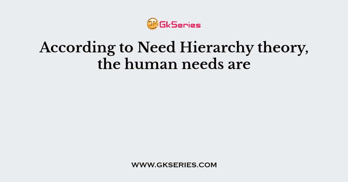 According to Need Hierarchy theory, the human needs are