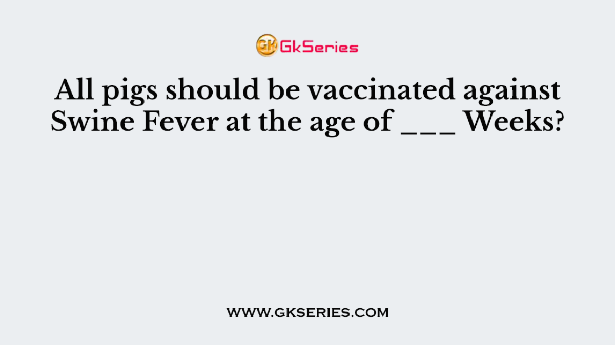 All pigs should be vaccinated against Swine Fever at the age of ___ Weeks?