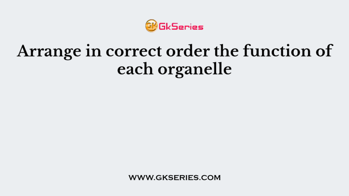 Arrange in correct order the function of each organelle