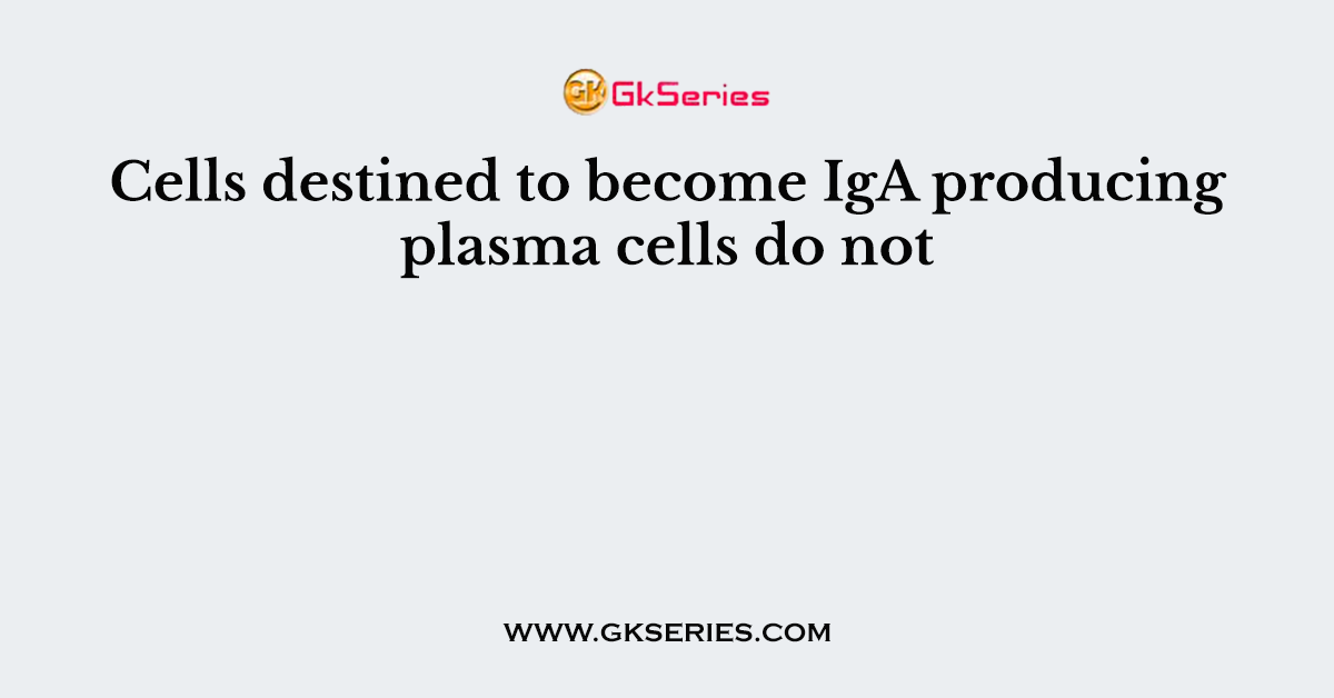 Cells destined to become IgA producing plasma cells do not