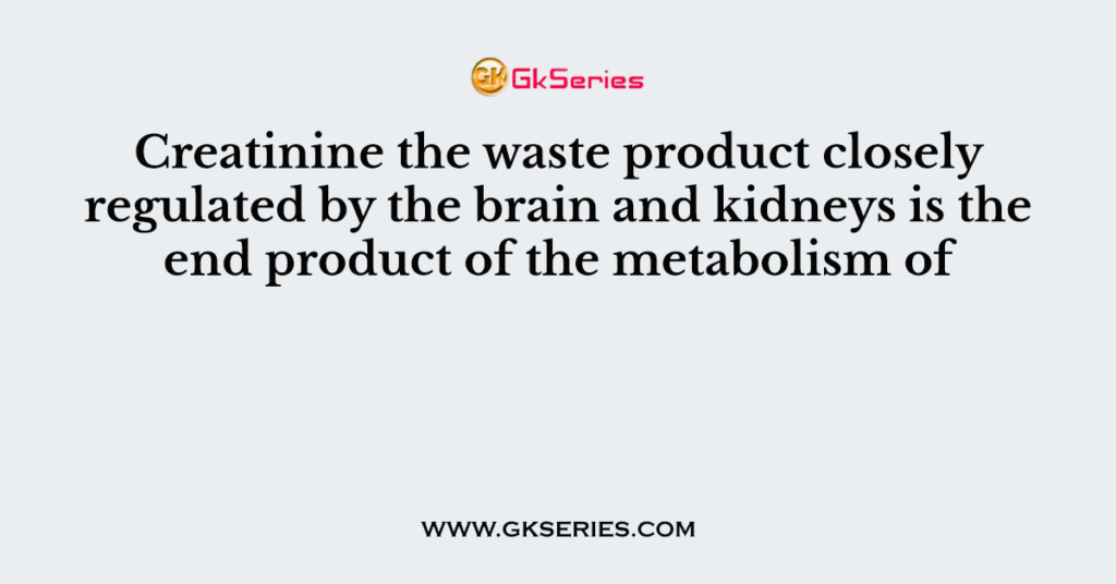 Creatinine the waste product closely regulated by the brain and kidneys is the end product of the metabolism of