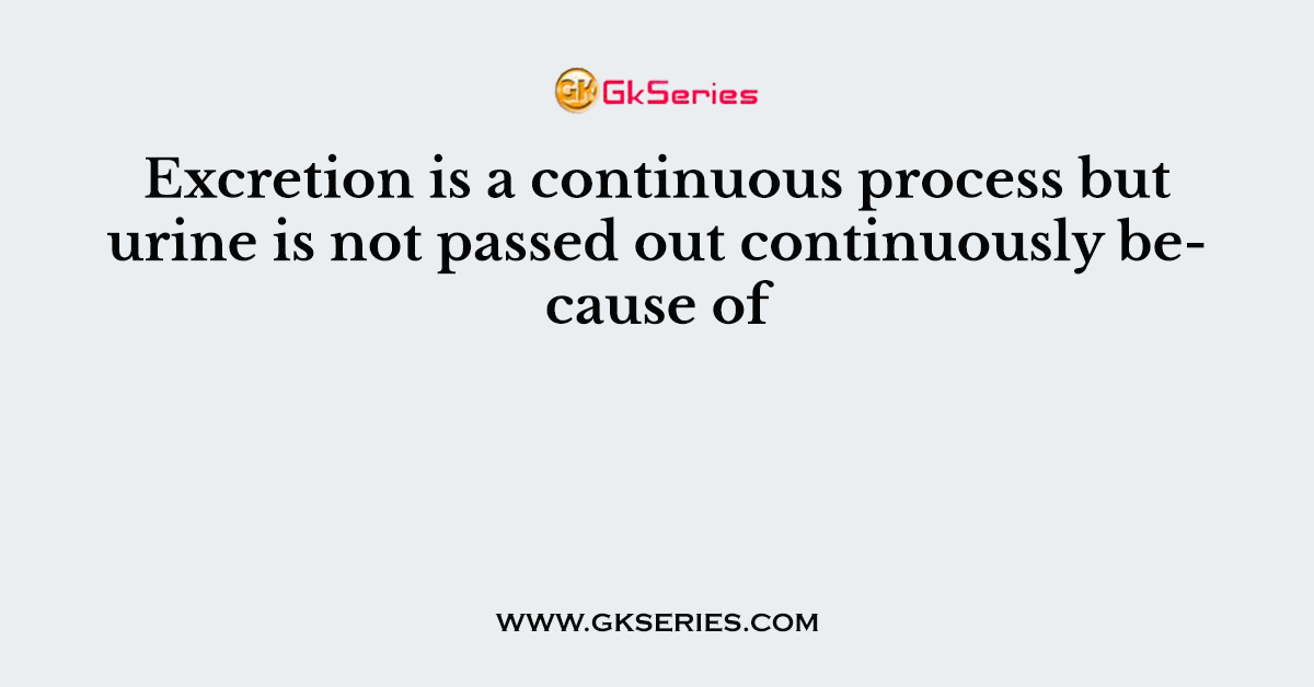 Excretion is a continuous process but urine is not passed out continuously because of