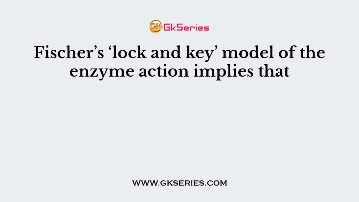 Fischer’s ‘lock and key’ model of the enzyme action implies that