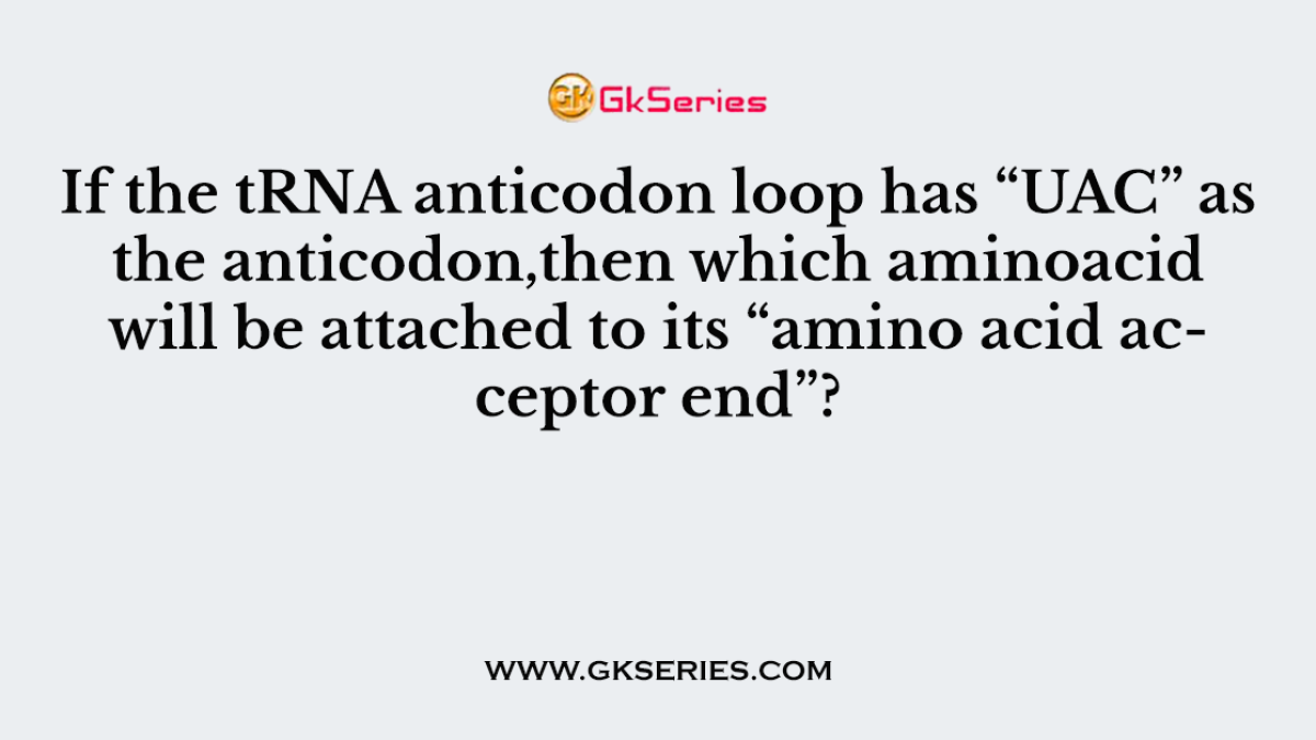 If the tRNA anticodon loop has “UAC” as the anticodon,then which aminoacid will be attached to its “amino acid acceptor end”?