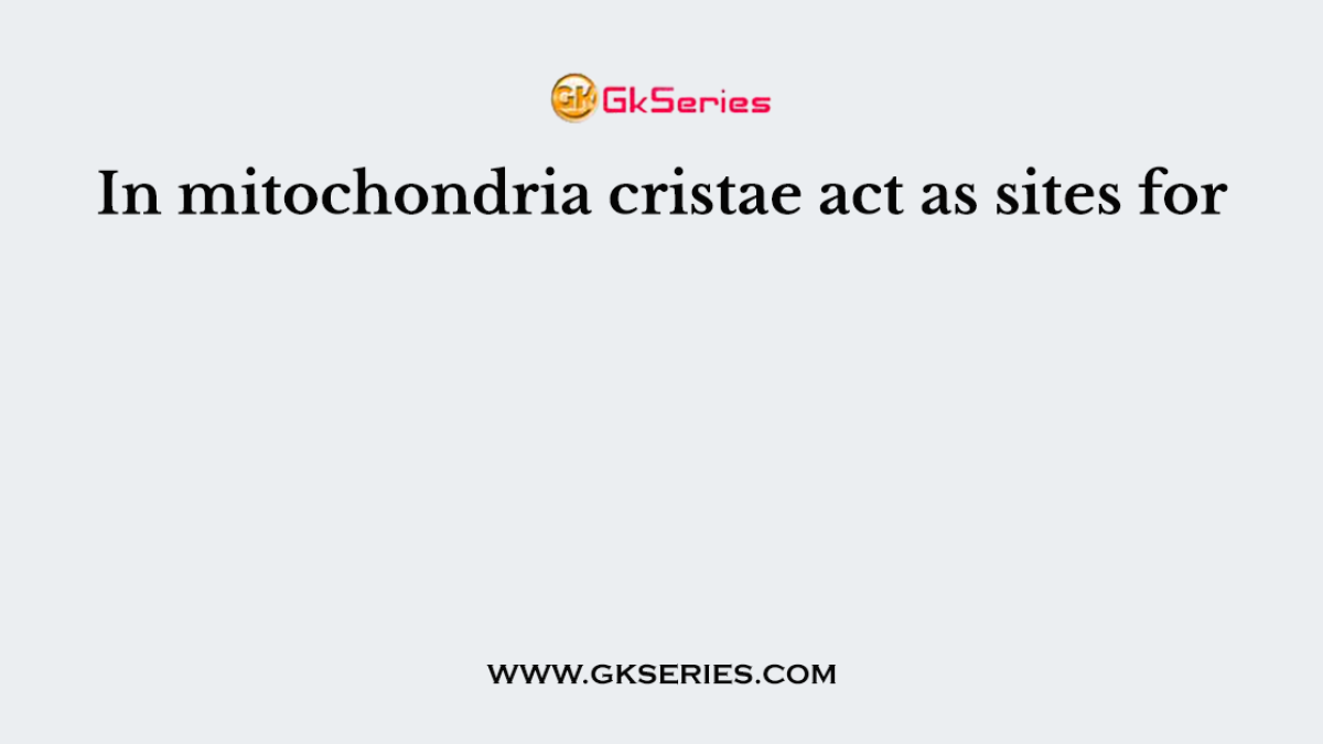 In mitochondria cristae act as sites for