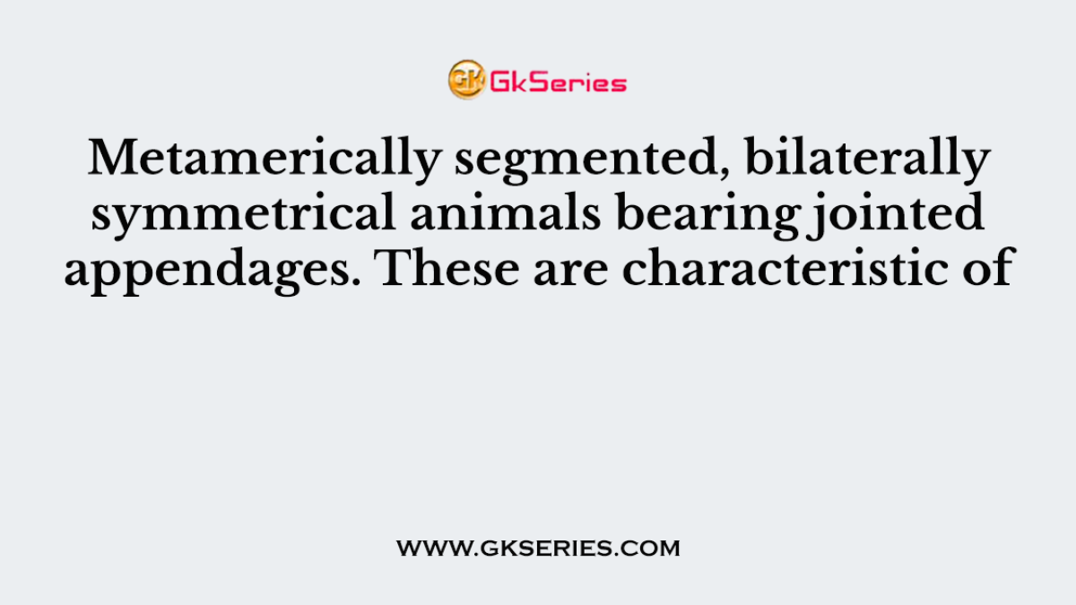 Metamerically segmented, bilaterally symmetrical animals bearing jointed appendages. These are characteristic of