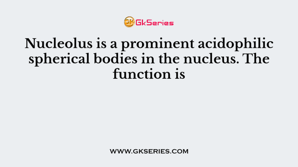 Nucleolus is a prominent acidophilic spherical bodies in the nucleus. The function is