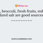Onions, broccoli, fresh fruits, milk, eggs, iodized salt are good sources of _________