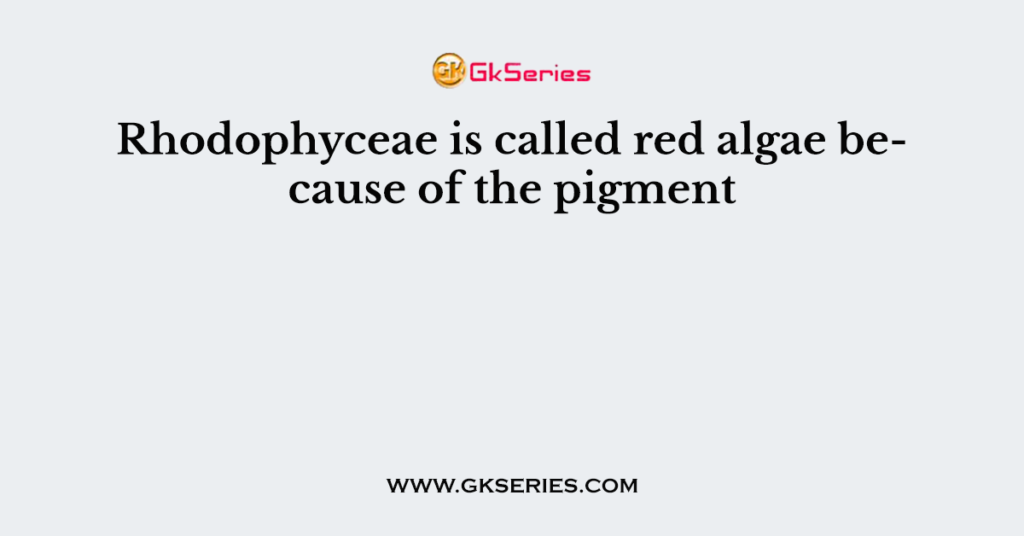 Rhodophyceae is called red algae because of the pigment