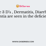 The 3 D’s , Dermatitis, Diarrhea, Dementia are seen in the deficiency of