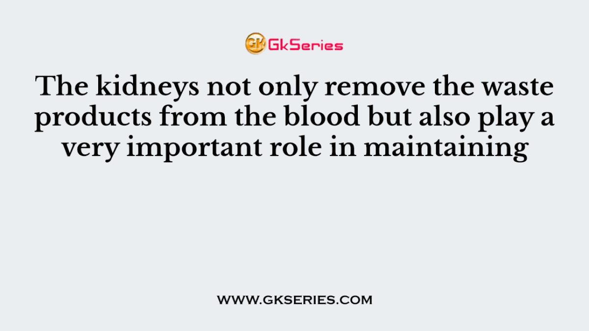 The kidneys not only remove the waste products from the blood but also play a very important role in maintaining