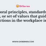 The moral principles, standards of behaviour, or set of values that guide a person’s actions in the workplace is called