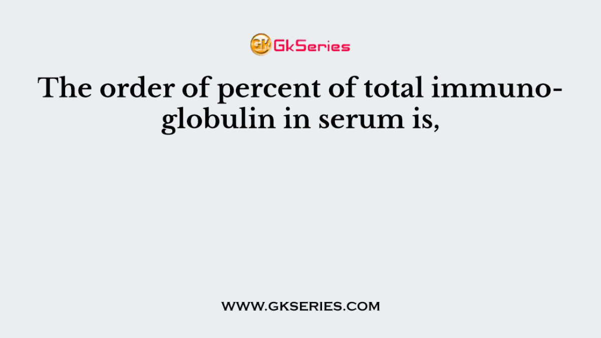 The order of percent of total immunoglobulin in serum is,