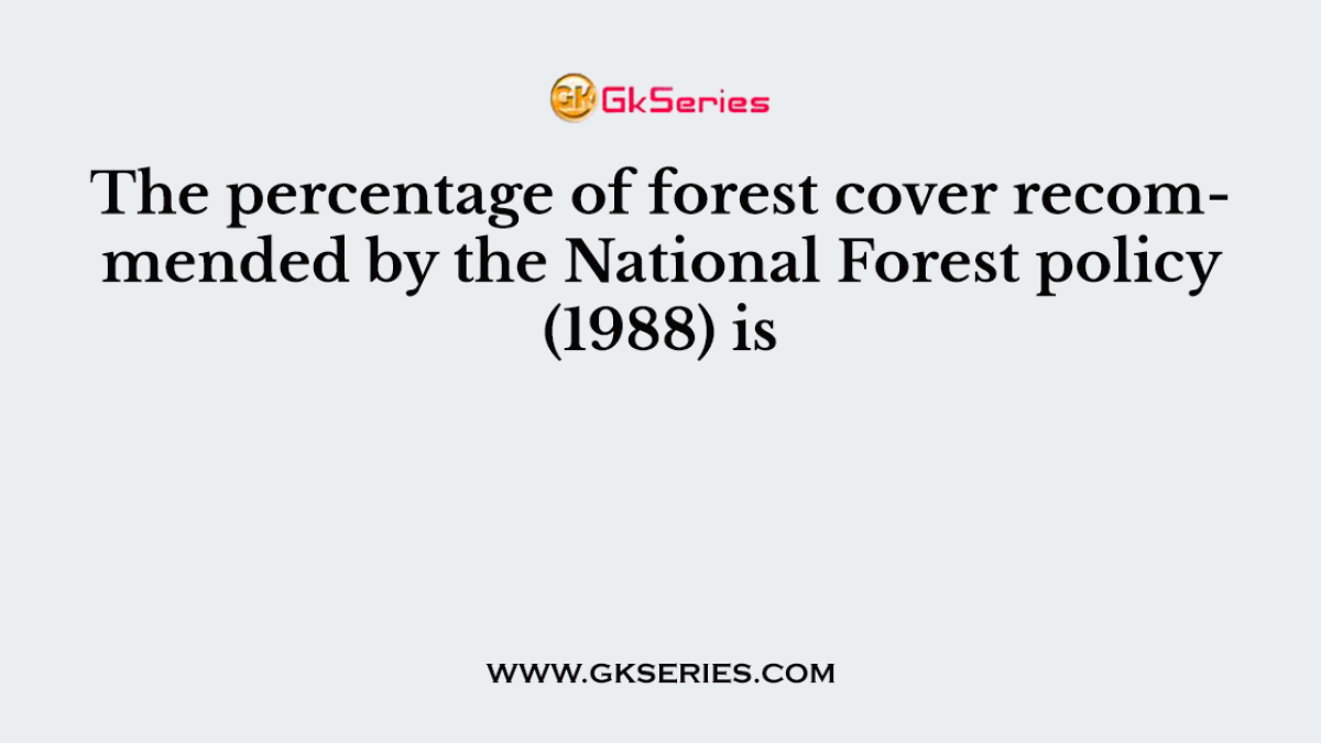 The percentage of forest cover recommended by the National Forest policy (1988) is