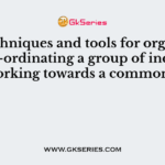 The techniques and tools for organizing and co-ordinating a group of individuals working towards a common goal