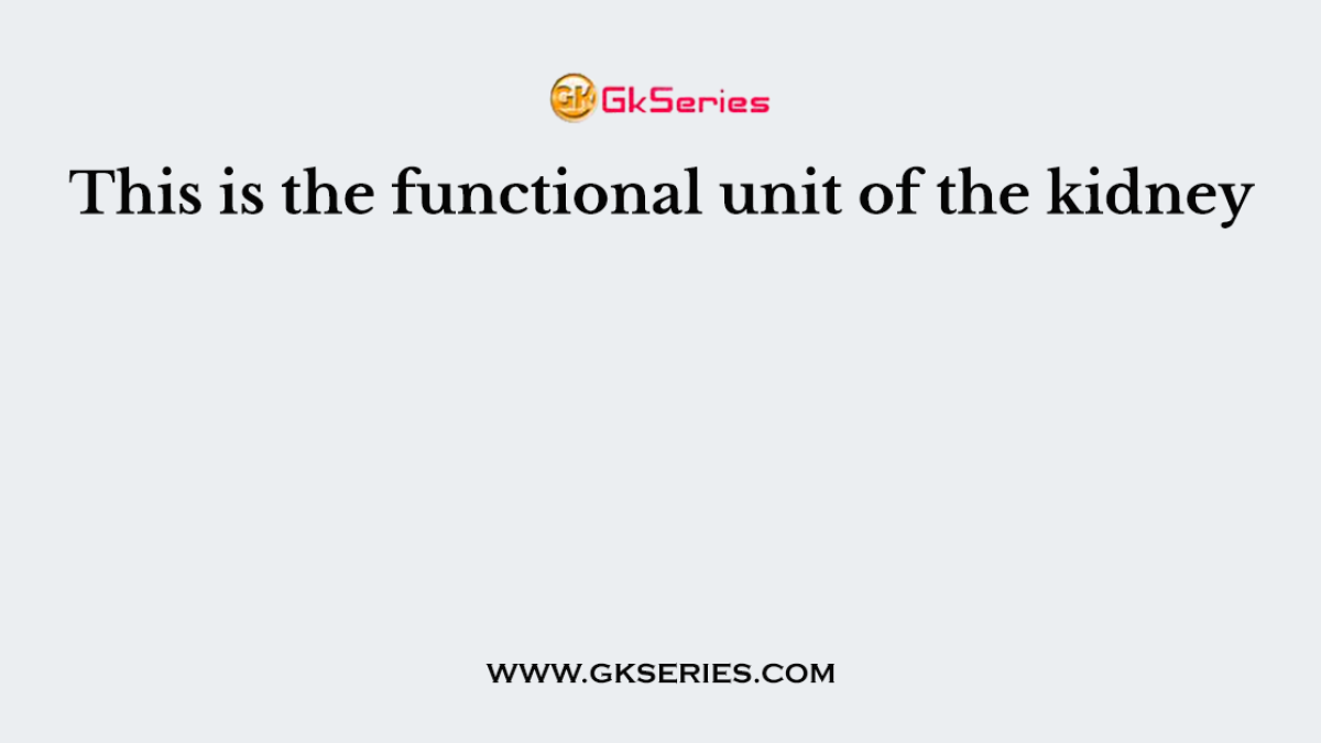 This is the functional unit of the kidney