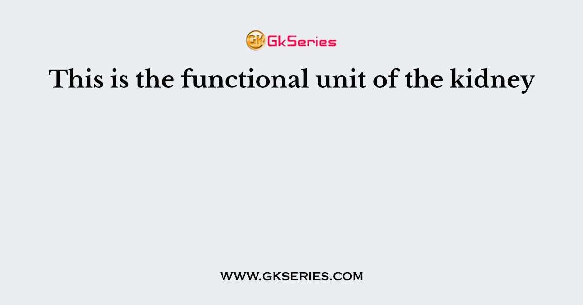 This is the functional unit of the kidney