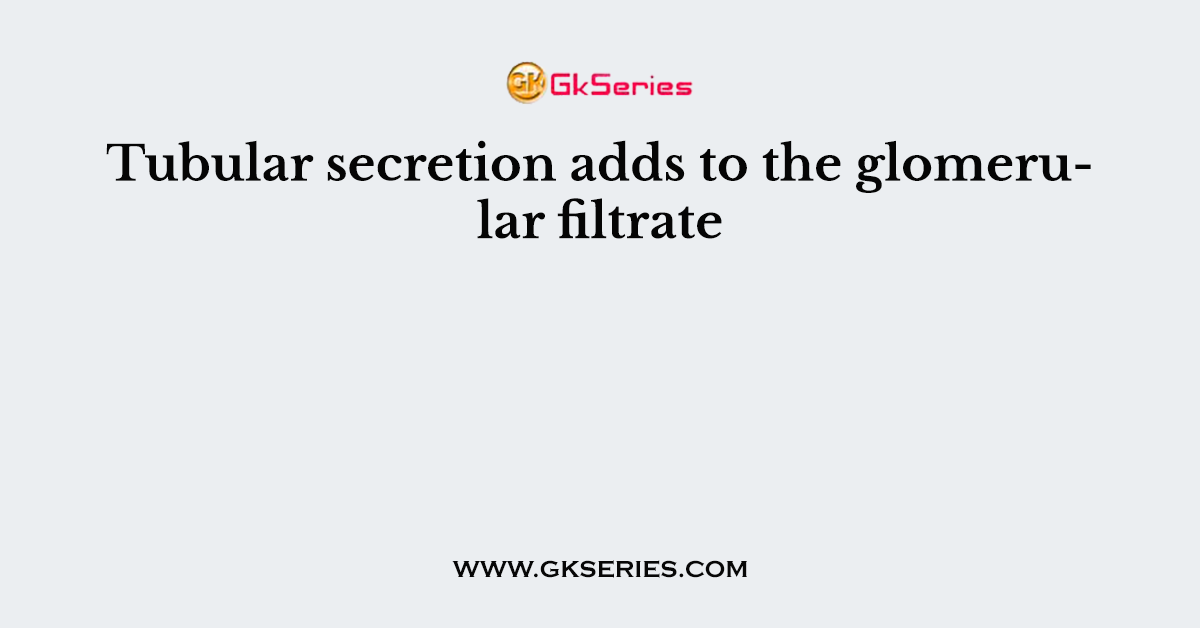 Tubular secretion adds to the glomerular filtrate