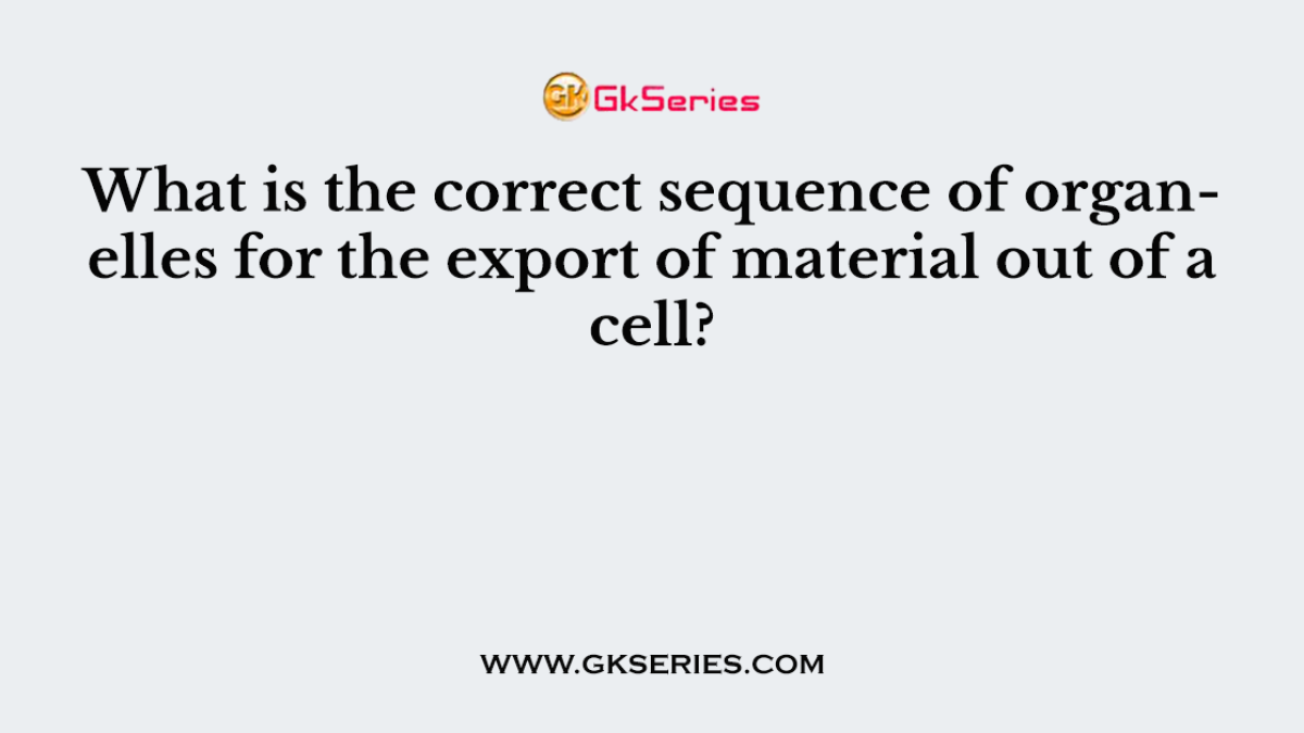 What is the correct sequence of organelles for the export of material out of a cell?