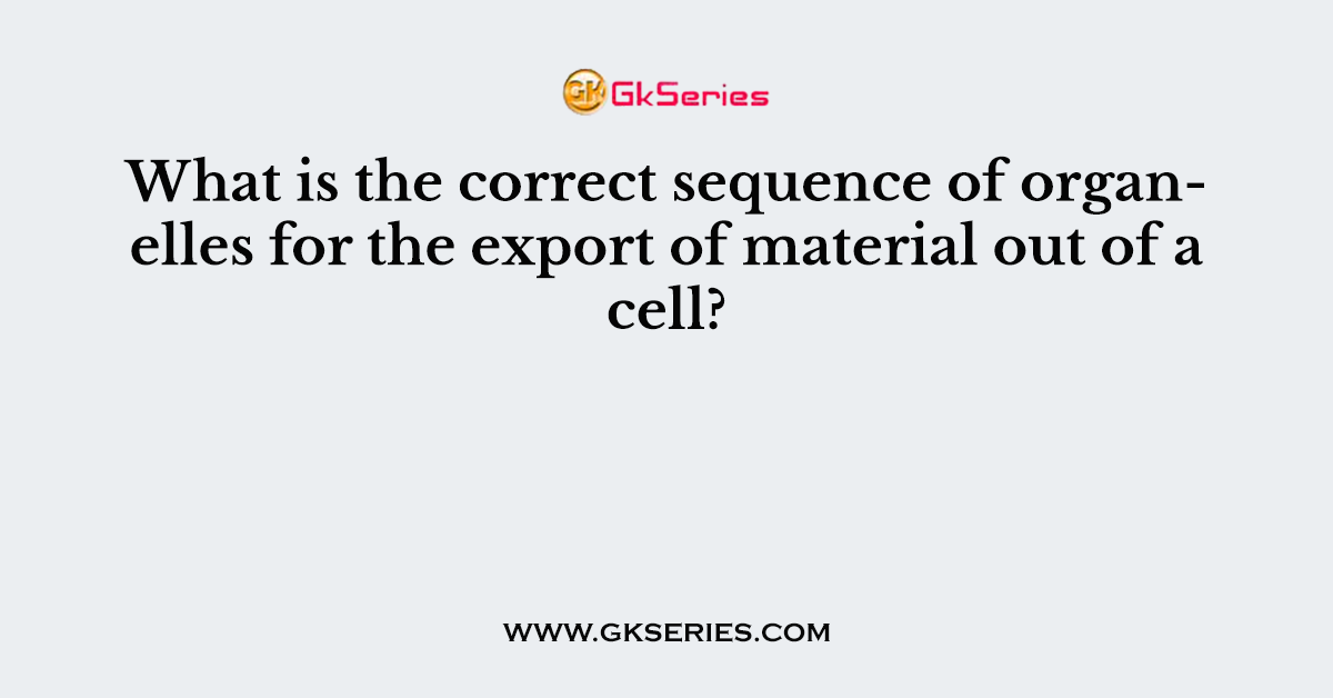 What is the correct sequence of organelles for the export of material out of a cell?