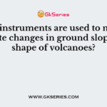 Which instruments are used to measure minute changes in ground slope and shape of volcanoes?