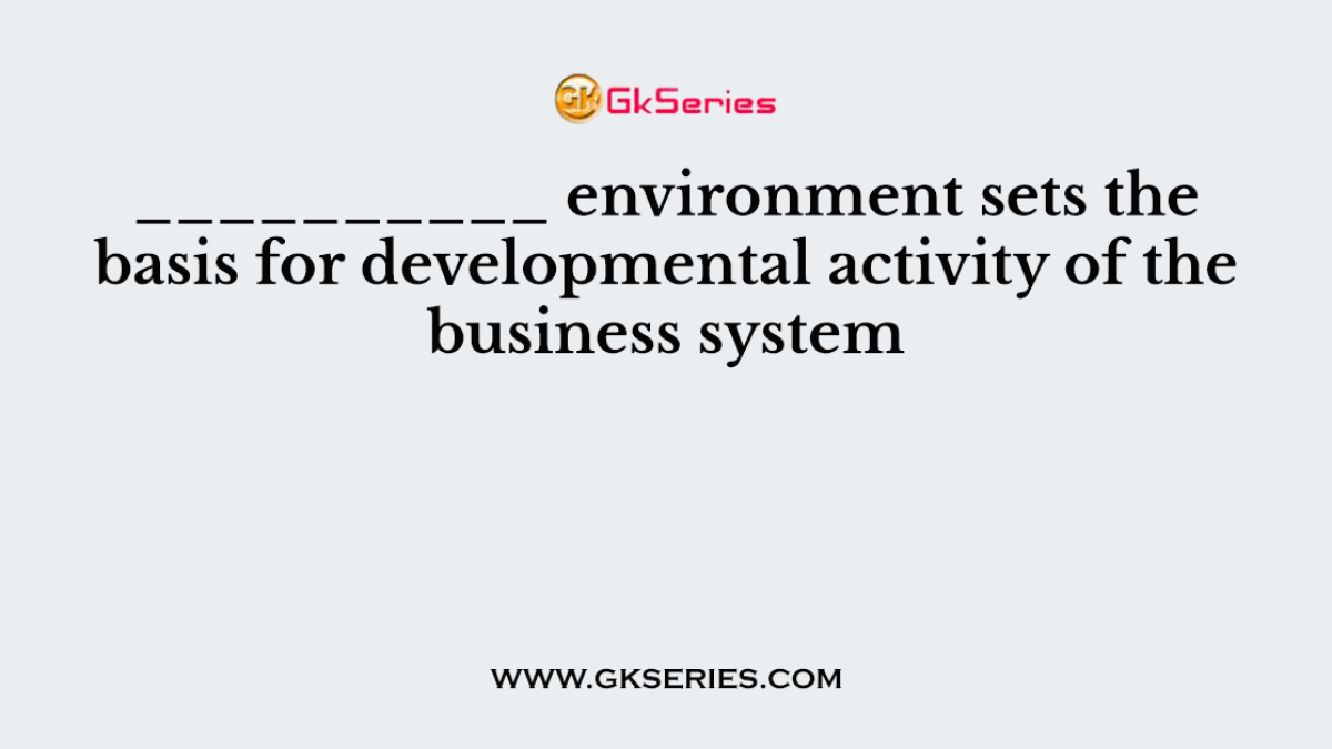 __________ environment sets the basis for developmental activity of the business system