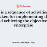 ——– is a sequence of activities to be undertaken for implementing the policies and achieving the objectives of an enterprise