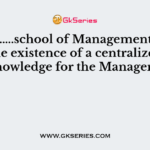 ………………..school of Management recognizes the existence of a centralized body of knowledge for the Management