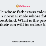 A female whose father was colourblind marries a normai male whose father was also colourblind. What is the probability that their son will be colour blind?