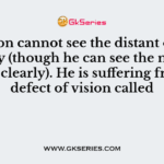 A person cannot see the distant objects clearly (though he can see the nearby objects clearly). He is suffering from the defect of vision called