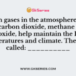 Certain gases in the atmosphere: water vapor, carbon dioxide, methane and nitrous oxide, help maintain the Earth’s temperatures and climate. These are called: __________