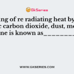 Checking of re radiating heat by atmospheric carbon dioxide, dust, methane, ozone is known as__________