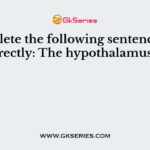 Complete the following sentence correctly: The hypothalamus
