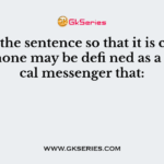 Finish the sentence so that it is correct: A hormone may be defi ned as a chemical messenger that: