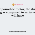 In a compound dc motor, the shunt field winding as compared to series winding will have